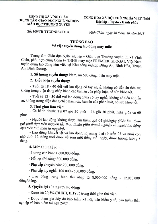 thong bao tuyen dung