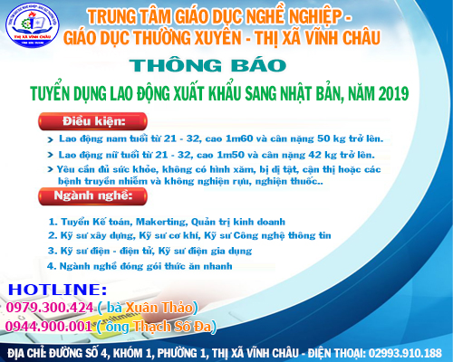 Thông báo tuyển lao động đi làm việc tại Nhật Bản, năm 2019