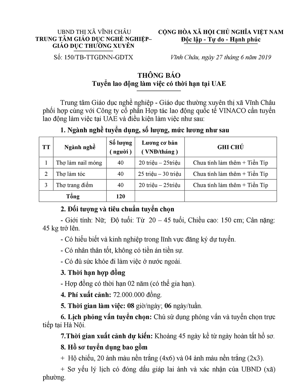 Thong bao tuyen dung UAE