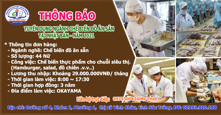 Tuyển dụng ngành nghề Chế biến đồ ăn sẵn nhật bản